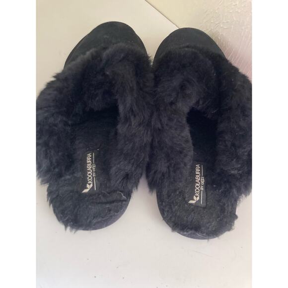 Koolaburra By UGG Women's Milo Slippers Shoes Size 10 Black Suede Shearling - Picture 3 of 7